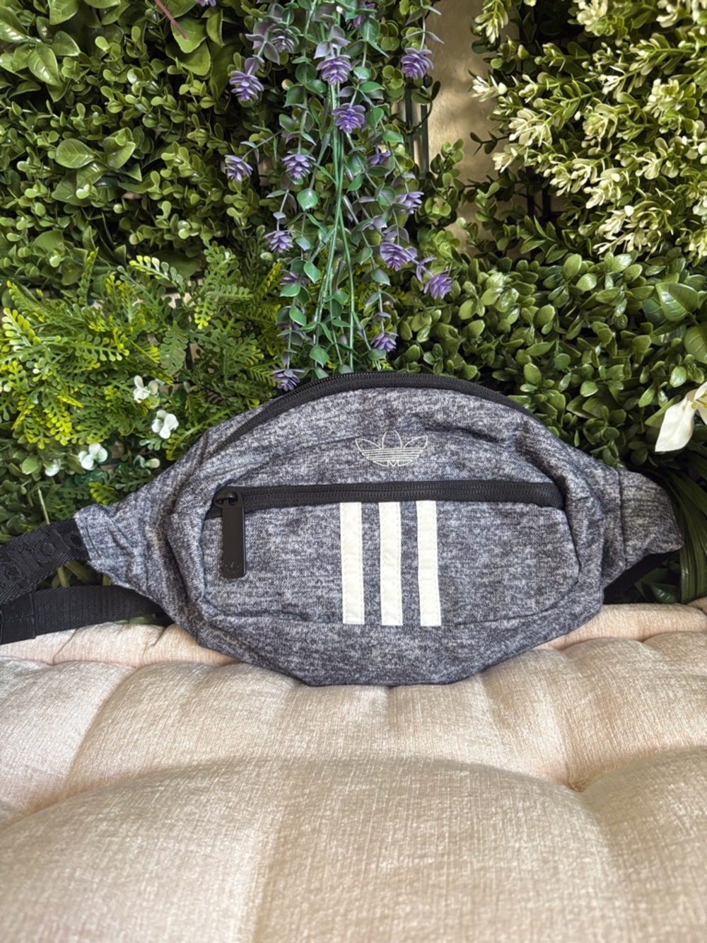 adidas Gray Men’s Waist Pack with Signature Three Stripes